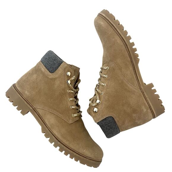 SezaneCameron lace-up boots Sz 7 brown leather Raphael Chunky Heel Outdoor Chic - Picture 9 of 11